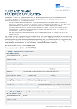 FUND AND SHARE TRANSFER APPLICATION