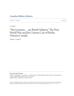 The First World War and the Curious Case of Berlin, Ontario