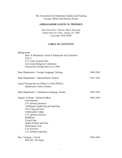 The Association for Diplomatic Studies and Training Foreign Affairs