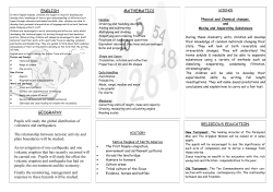 ENGLISH GEOGRAPHY Pupils will study the global distribution of