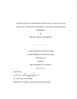 Lesson Planning in Different Instructional Contexts: Dual Language