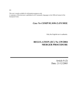 Case No COMP/M.3696 E.ON/MOL REGULATION (EC) No 139