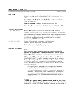 Curriculum Vitae - School of Design + Construction