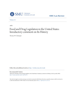 Food and Drug Legislation in the United States