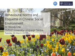 Behavioural Norms and Etiquette in Chinese Social Environment