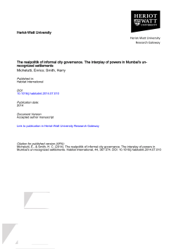 Heriot-Watt University The realpolitik of informal city governance