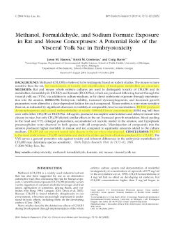 Methanol, Formaldehyde, and Sodium Formate Exposure in Rat and