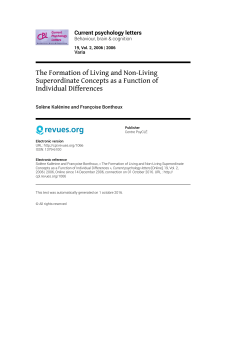 The Formation of Living and Non-Living Superordinate Concepts as