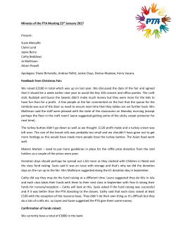 Minutes of the PTA Meeting 23rd January 2017 Present: Susie