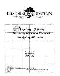 Acquiring Alfalfa Hay Harvest Equipment: A Financial Analysis of