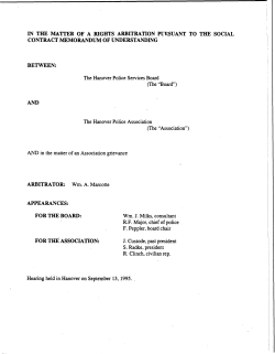 IN THE MATTER OF A RIGHTS ARBITRATION PlJlZSUANT TO THE
