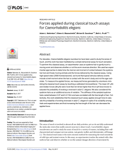 Forces applied during classical touch assays for Caenorhabditis