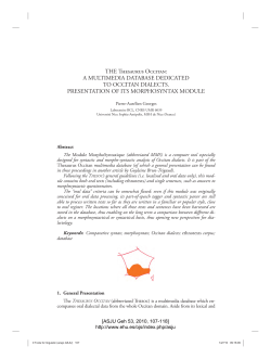 THE Thesaurus Occitan: A MULTIMEDIA DATABASE DEDICATED