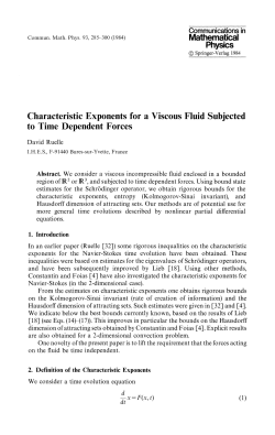 Characteristic Exponents for a Viscous Fluid Subjected to