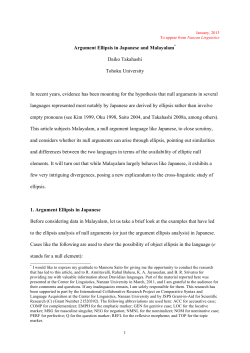 Argument Ellipsis in Japanese and Malayalam* Daiko Takahashi