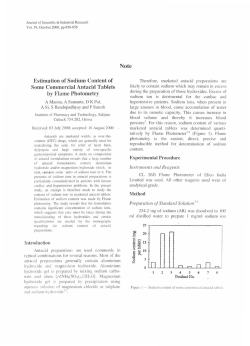 Estimation of Sodium Content of Some Commercial Antacid Tablets