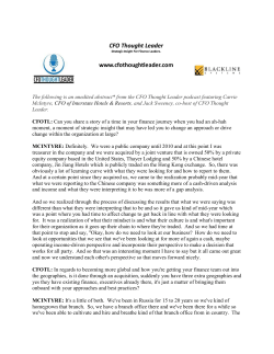 The following is an unedited abstract* from the CFO Thought Leader