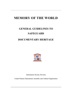 Memory of the World: general guidelines to safeguard documentary