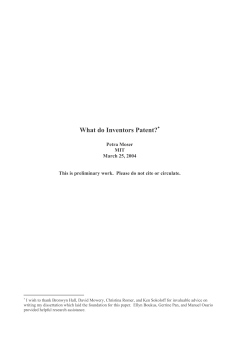 What do Inventors Patent? - Laboratory of Economics and