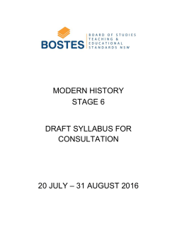 Modern History Stage 6 Draft Syllabus 2016