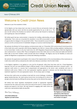Credit Union News - Central Bank of Ireland
