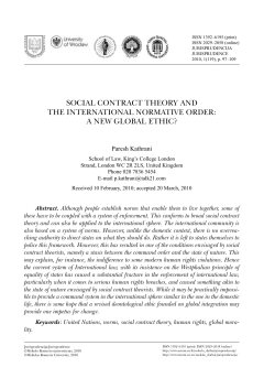 SOCIAL CONTrACT ThEOrY AND ThE INTErNATIONAL