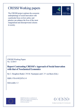 D1.3 `Report Contrasting CRESSI`s Approach of Social Innovation