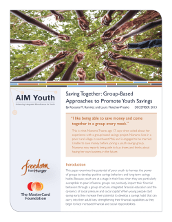 Saving Together: Group-Based Approaches to Promote Youth Savings