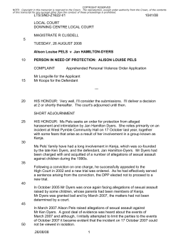 Read the decision handed down by Magistrate R Clisdell