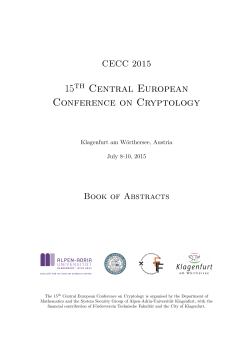 15th Central European Conference on Cryptology