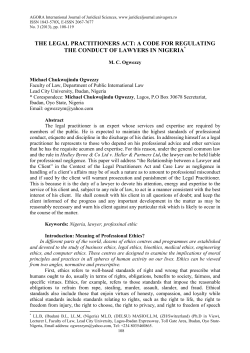 THE LEGAL PRACTITIONERS ACT: A CODE FOR REGULATING