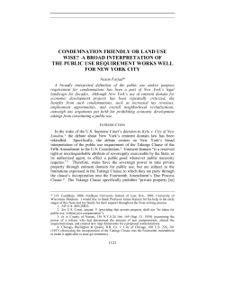 condemnation friendly or land-use wise