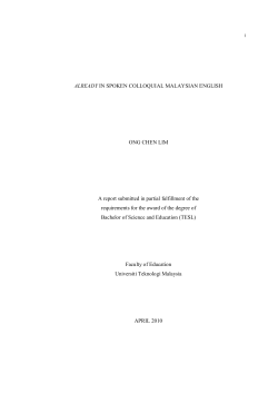 ALREADY IN SPOKEN COLLOQUIAL MALAYSIAN ENGLISH ONG