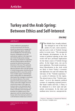 Turkey and the Arab Spring: Between Ethics and
