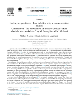 Embodying prostheses &ndash; how to let the body welcome assistive