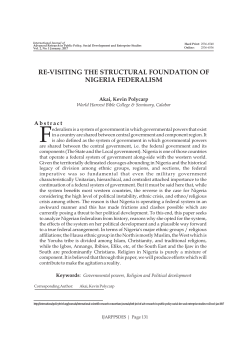 re-visiting the structural foundation of nigeria federalism