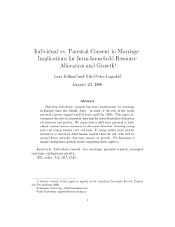Individual vs. Parental Consent in Marriage: Implications