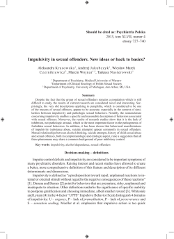 Impulsivity in sexual offenders. New ideas or back to basics?