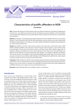 Characteristics of prolific offenders in NSW