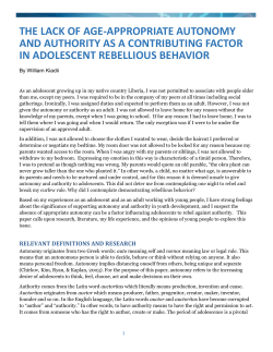 THE LACK OF AGE-APPROPRIATE AUTONOMY AND AUTHORITY
