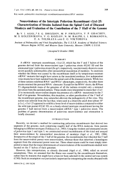 Neurovirulence of the Intertypic Poliovirus Recombinant v3/al