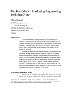 The Bass Model: Marketing Engineering Technical Note1