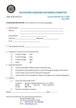 Stallholder Application Form - Daylesford Highland Gathering