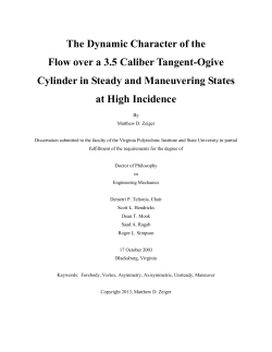 The Dynamic Character of the Flow over a 3.5 Caliber Tangent