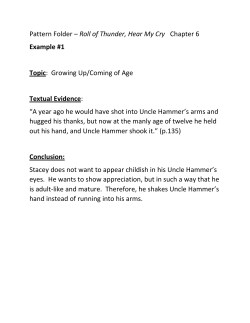 Pattern Folder &ndash; Roll of Thunder, Hear My Cry Chapter 6 Example