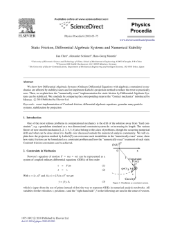 Static Friction, Differential Algebraic Systems and Numerical Stability