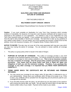 UNUM Optional Long Term Care Plan Booklet
