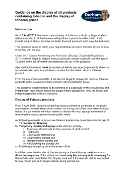Display of tobacco products and prices guidance