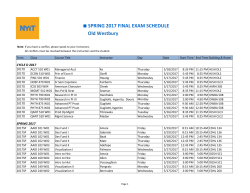 SPRING 2017 FINAL EXAM SCHEDULE Old Westbury