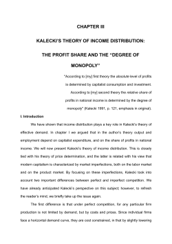 chapter iii kalecki`s theory of income distribution: the profit share and